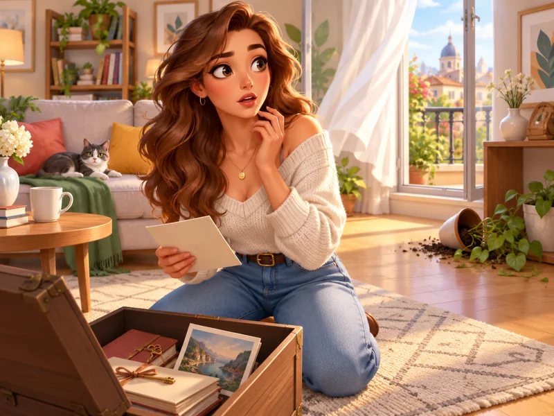 An illustrated character exploring an interactive story puzzle