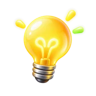 A glowing yellow light bulb