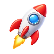 A colorful rocket ready to launch