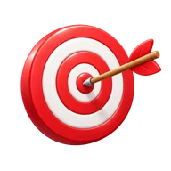 An arrow landing in the center of a colorful target